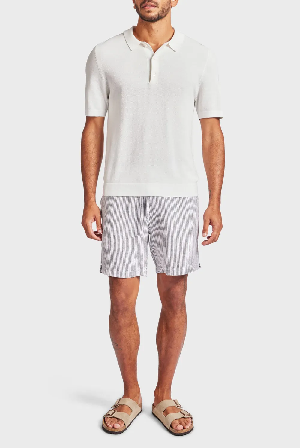 Vertical Striped Linen Blend Casual Resort Shorts