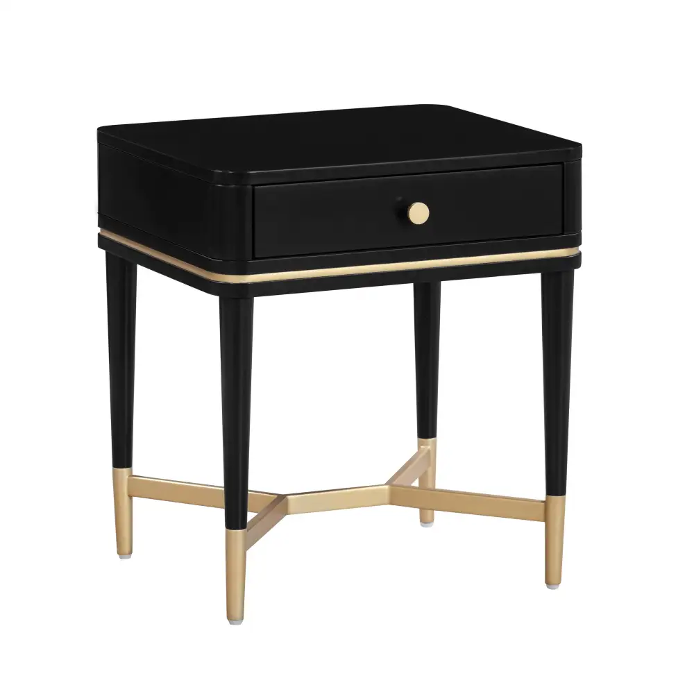 Storage Extendable Wood Brass Detail Nightstand