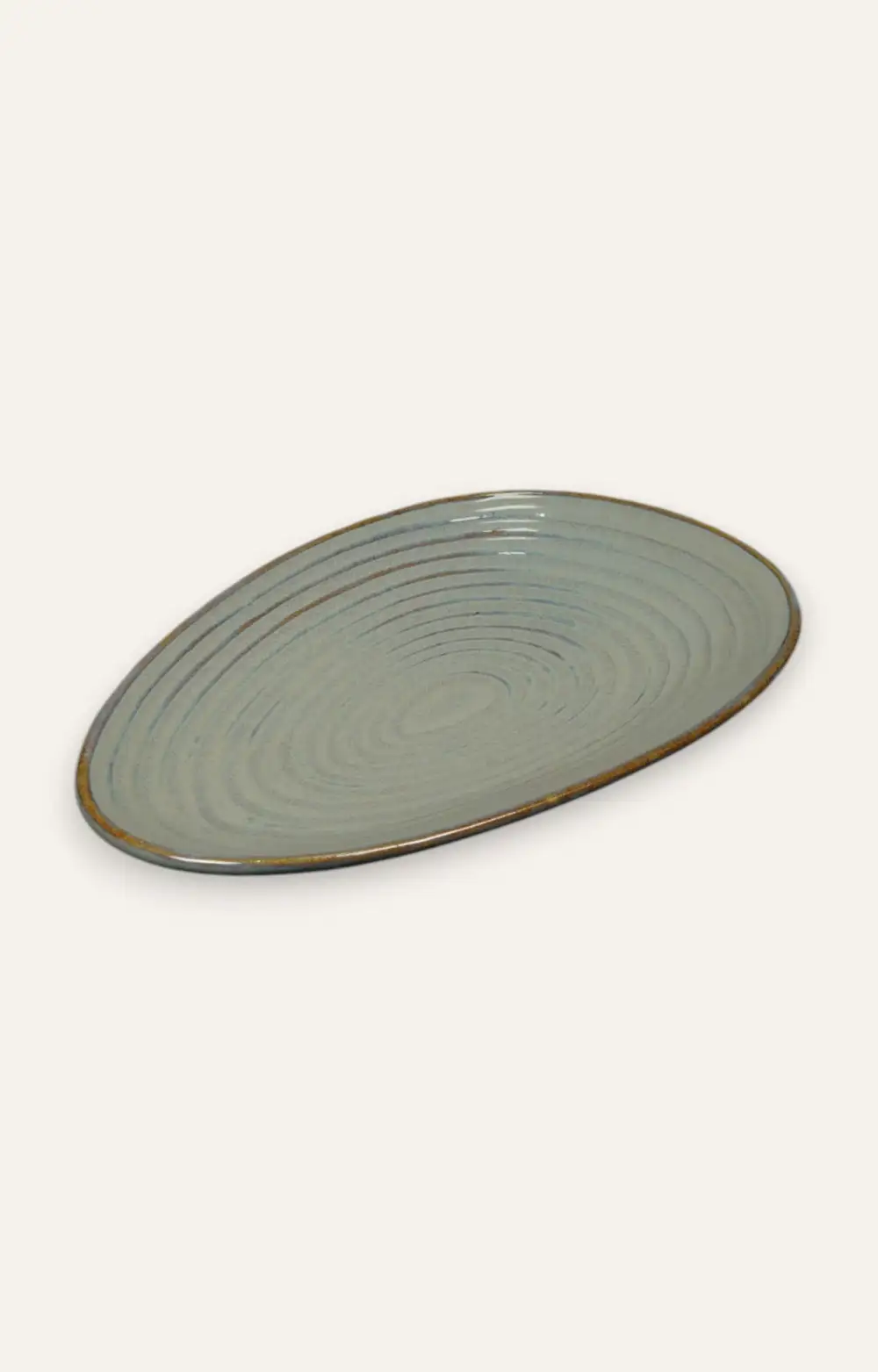 Organic Egg Shape Ceramic Serving Platter