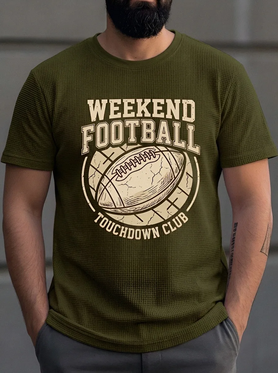 Men's Weekend Football Touchdown Club Graphic Printed T-Shirt
