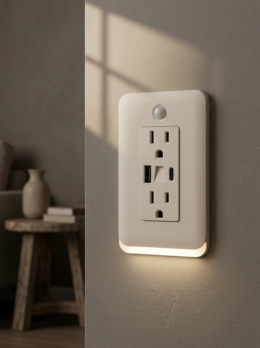 Home Decor Motion Sensor Warm Light Printed LED Outlet Cover