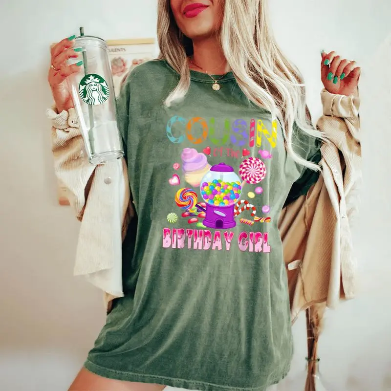 Cousin Of The Birthday Girl Candyland Candy Birthday Women's Oversized Comfort T-Shirt