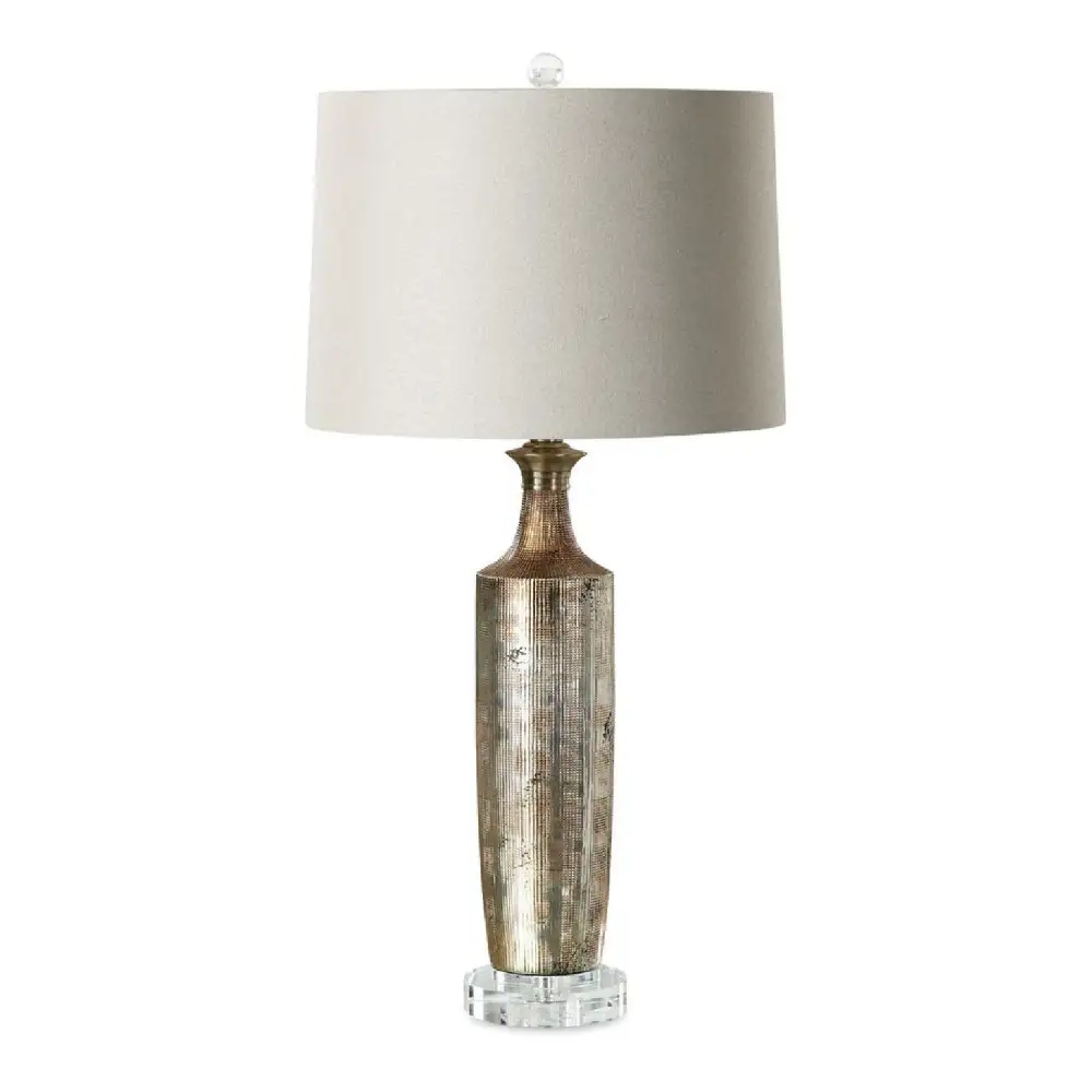 Glazed Textured Tapered Ceramic Crystal Table Lamp