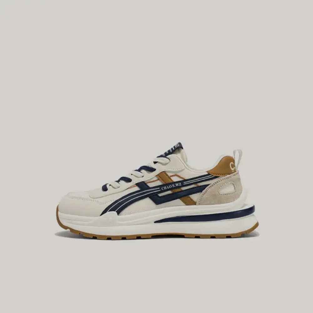 Block Stripe Panel Lace Up Sneakers