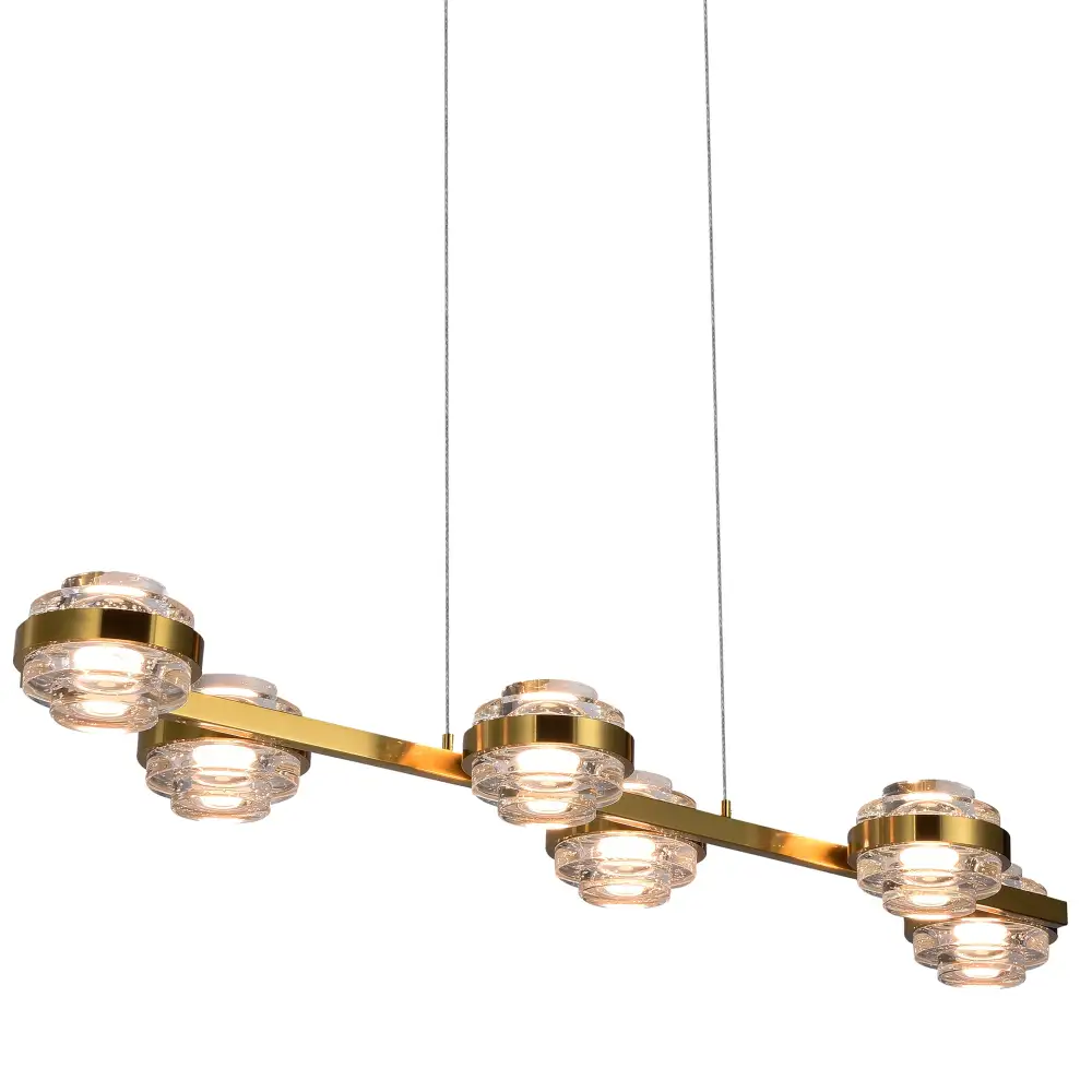 Six-Light Pendant Lighting Height Adjustable Integrated LED Linear Chandelier