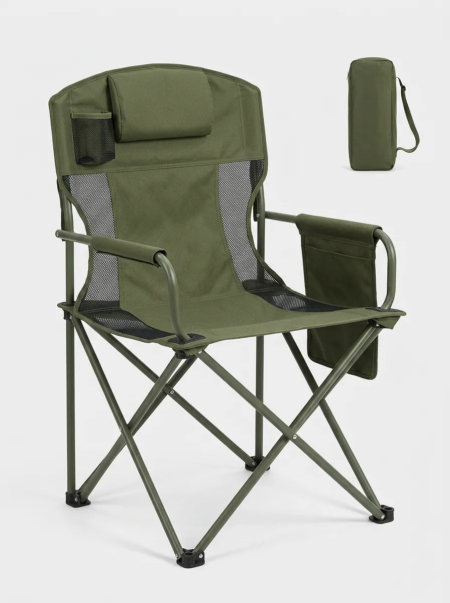 Mesh-Back Foldable Camping Chair
