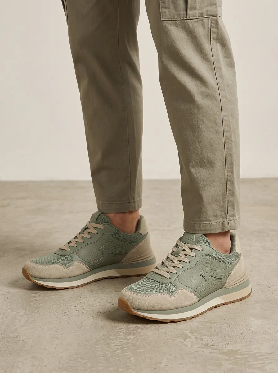 Unisex Everyday Topographic Pattern Print Sneakers