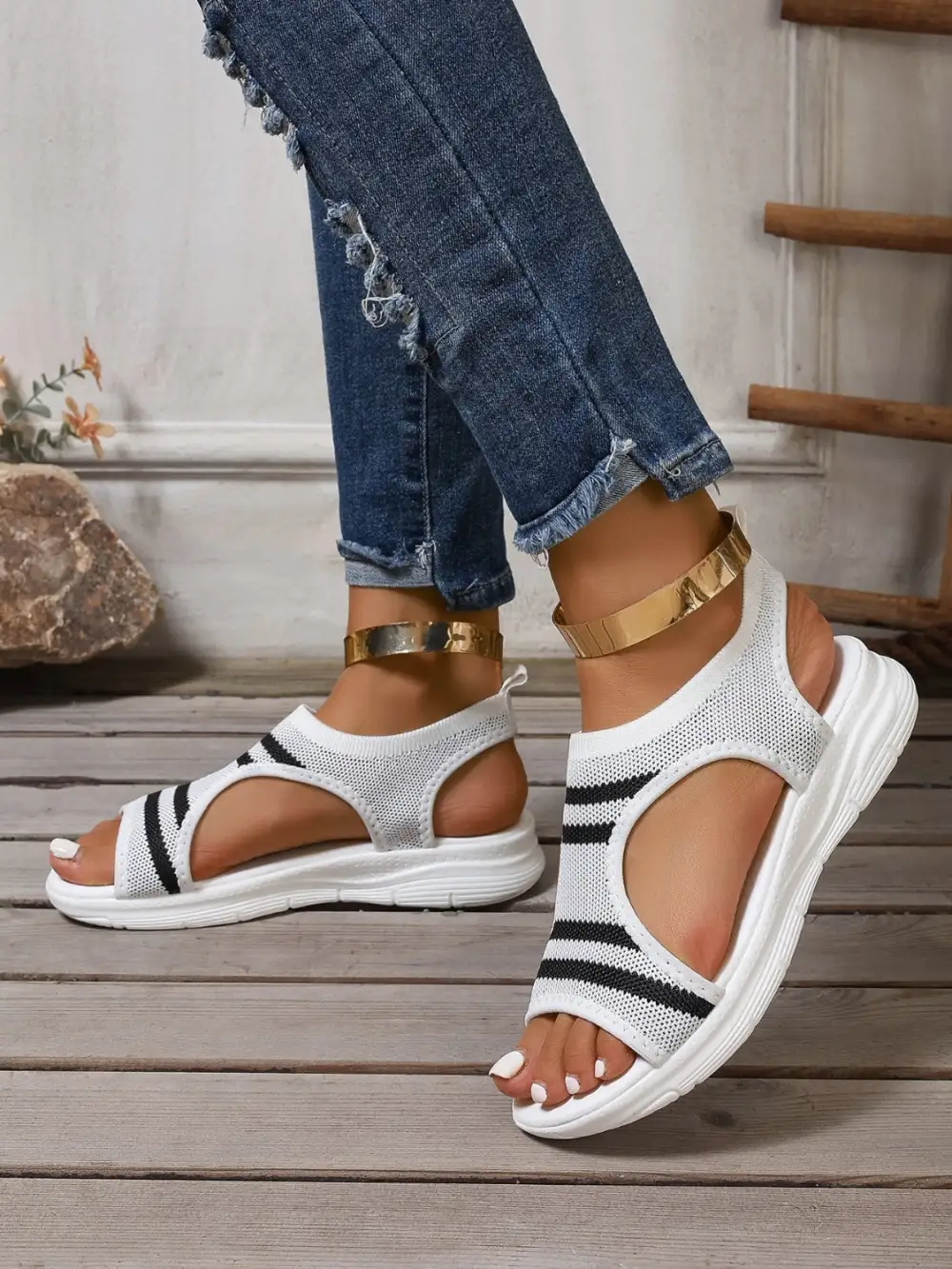 Peep Toe Mesh Sandals