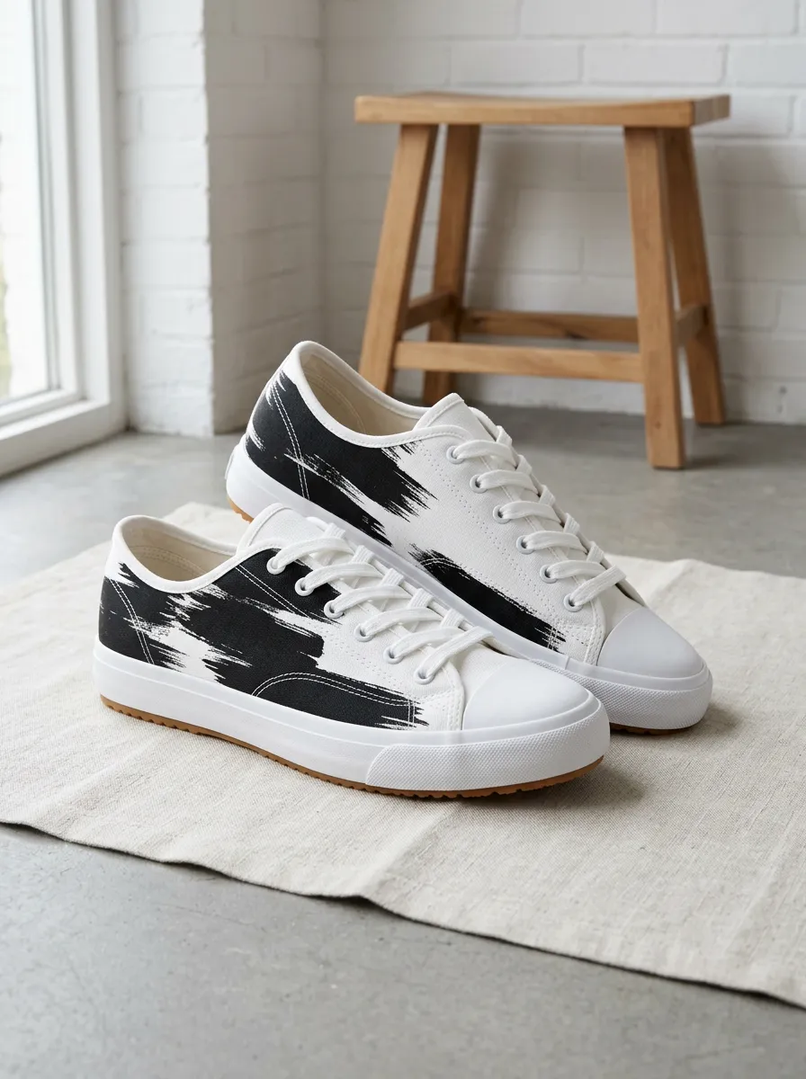 Men's Urban Abstract Brushstroke Patterned Retro Canvas Shoes