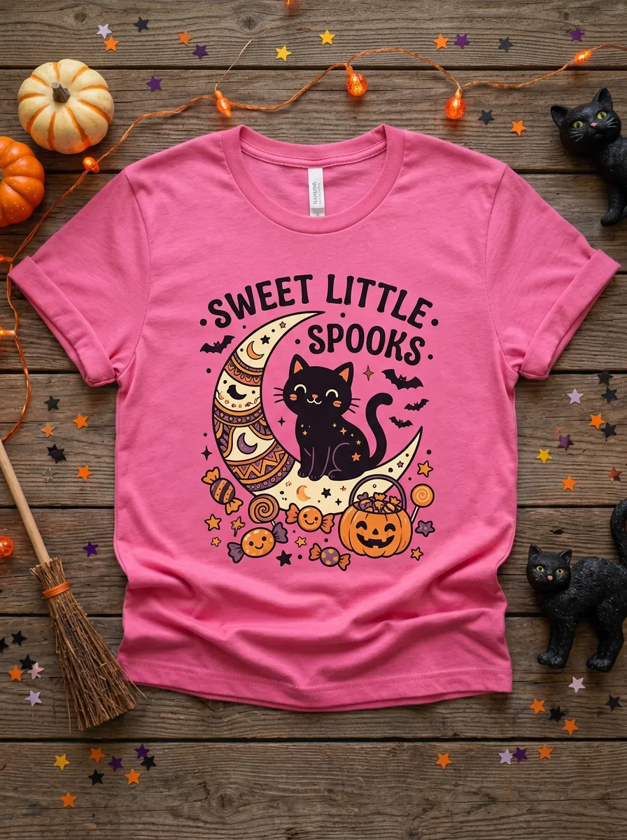 Cat Candy Halloween Graphic T-Shirt