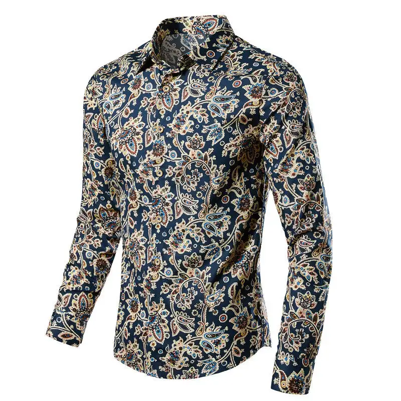 Men's Narrow-cut Floral Shirt With Classic Collar And Full Button Placket