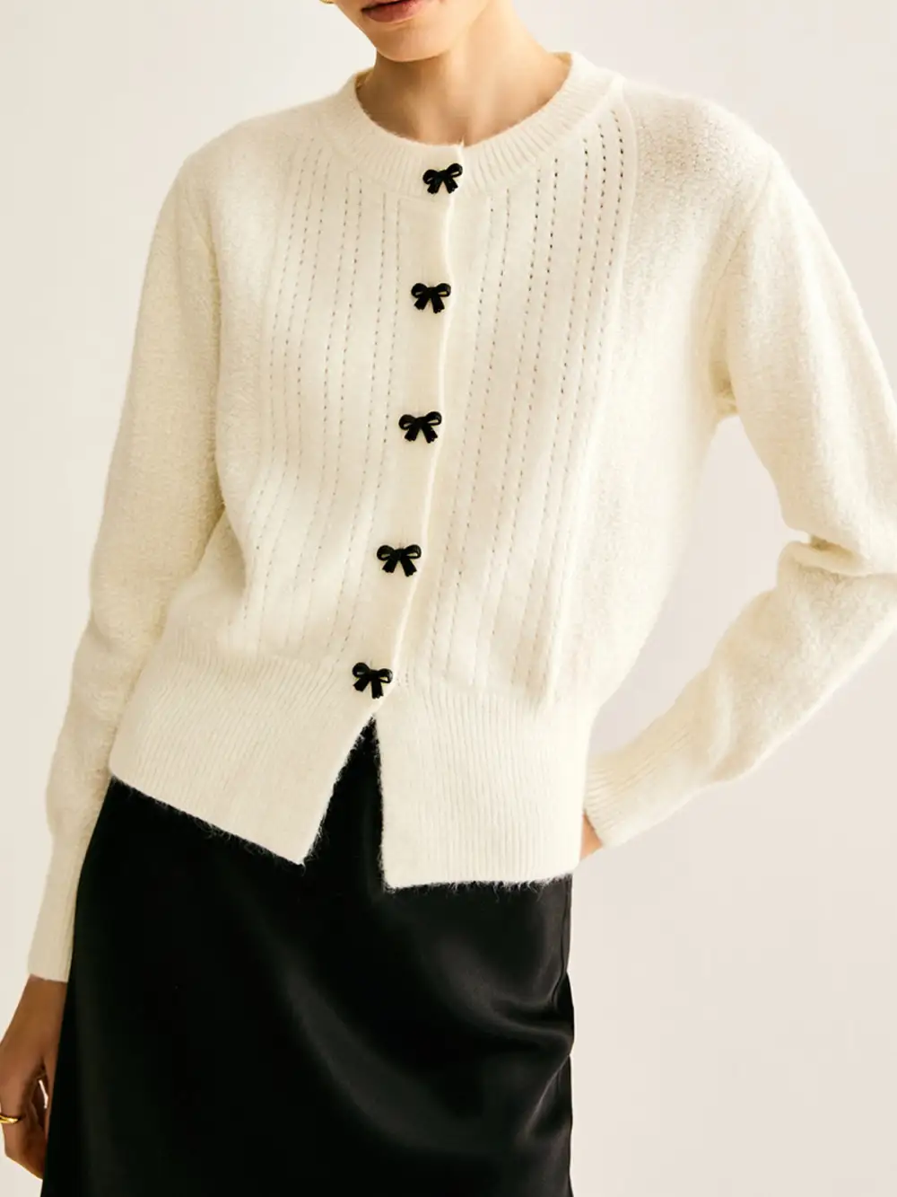 Button Front Tie Front Cardigan