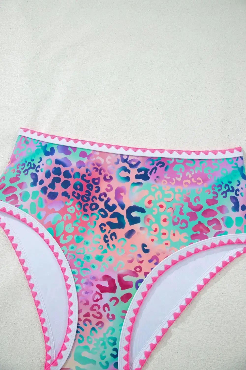 Leopard Ricrac Trim Square Bikini Swim Set