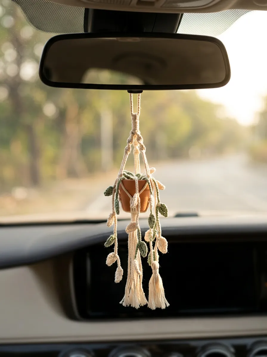 Refined Interior-Look Rearview Mirror Hanging Ornament