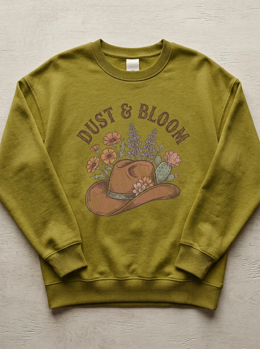 Women's Western Cowgirl Floral Dust & Bloom Printed Sweatshirt