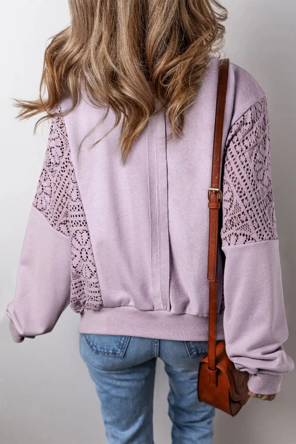 Round Neck Openwork Sweatshirt