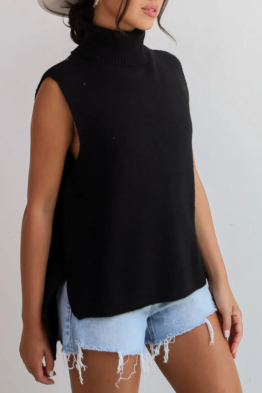 Black Turtleneck Sweater Top
