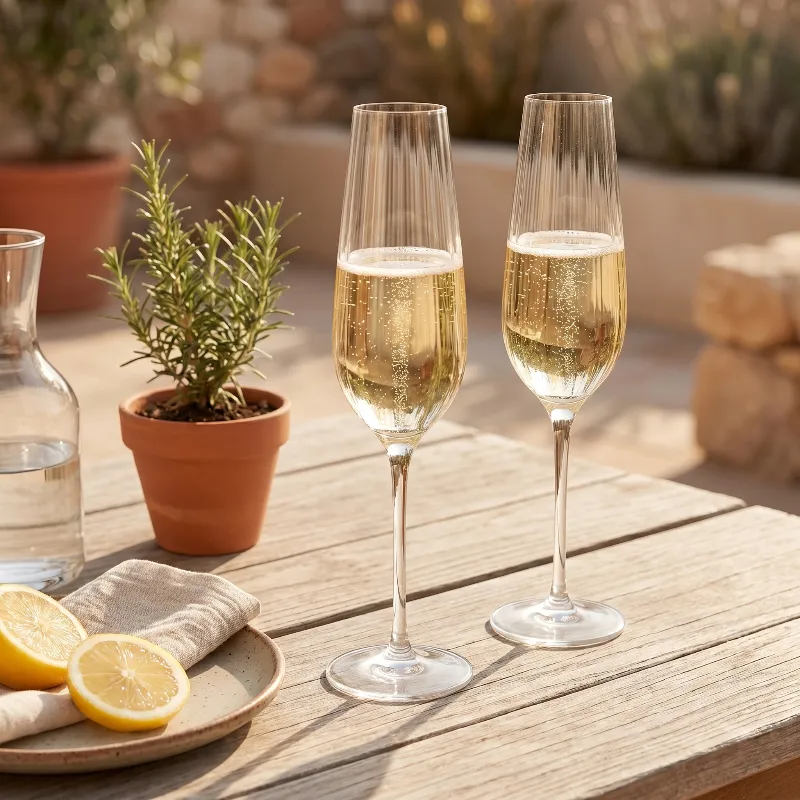 Fluted Ribbed Wine Glasses