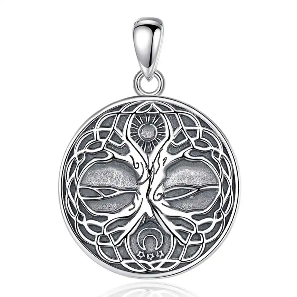 Men's Yggdrasil Pendant Sun And Moon Necklace