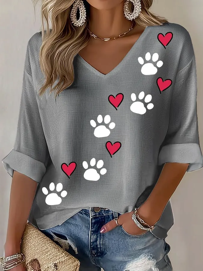 Women's Retro Animal Paw Print T-Shirt