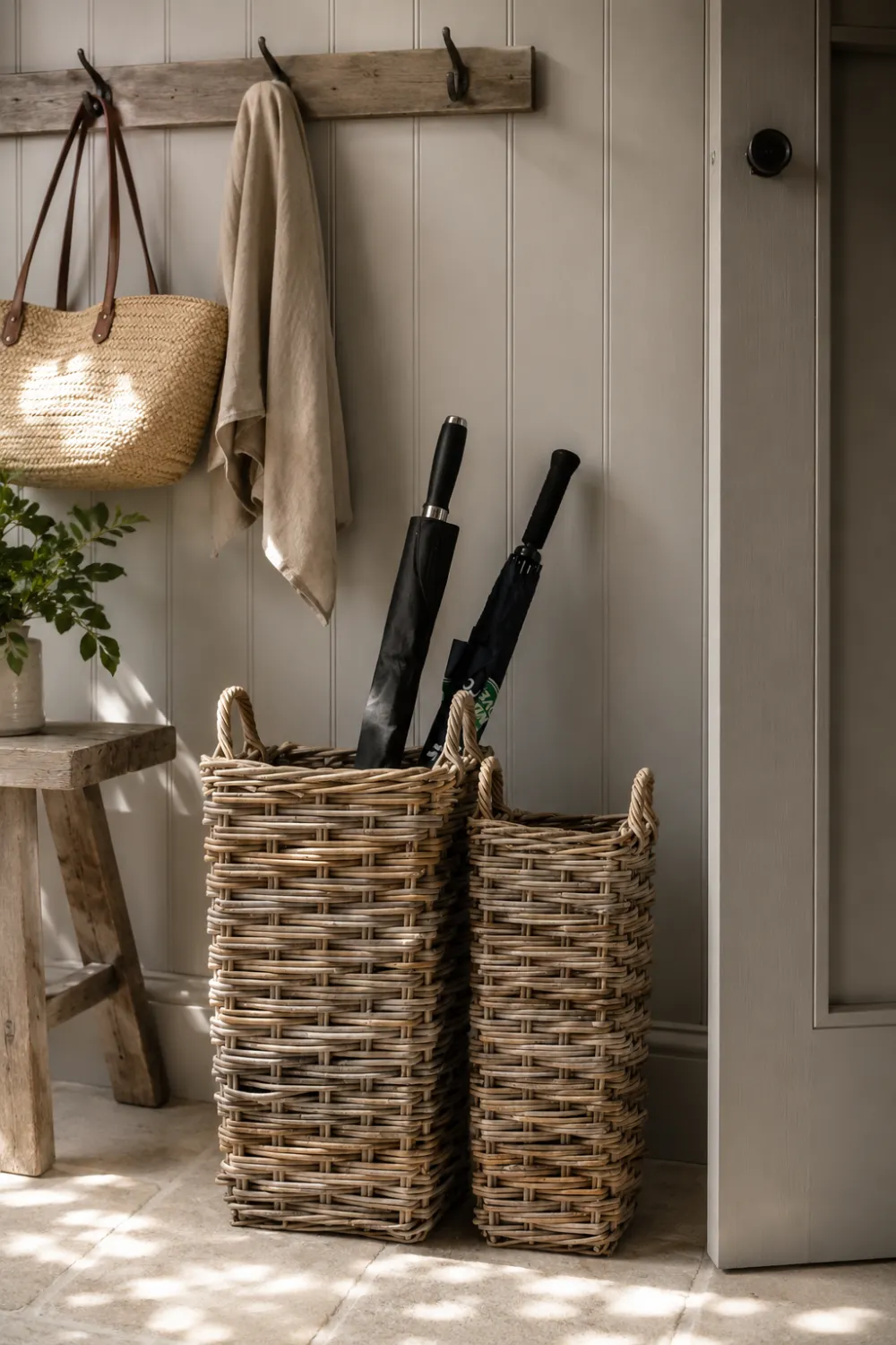 Refined Rattan Umbrella Basket
