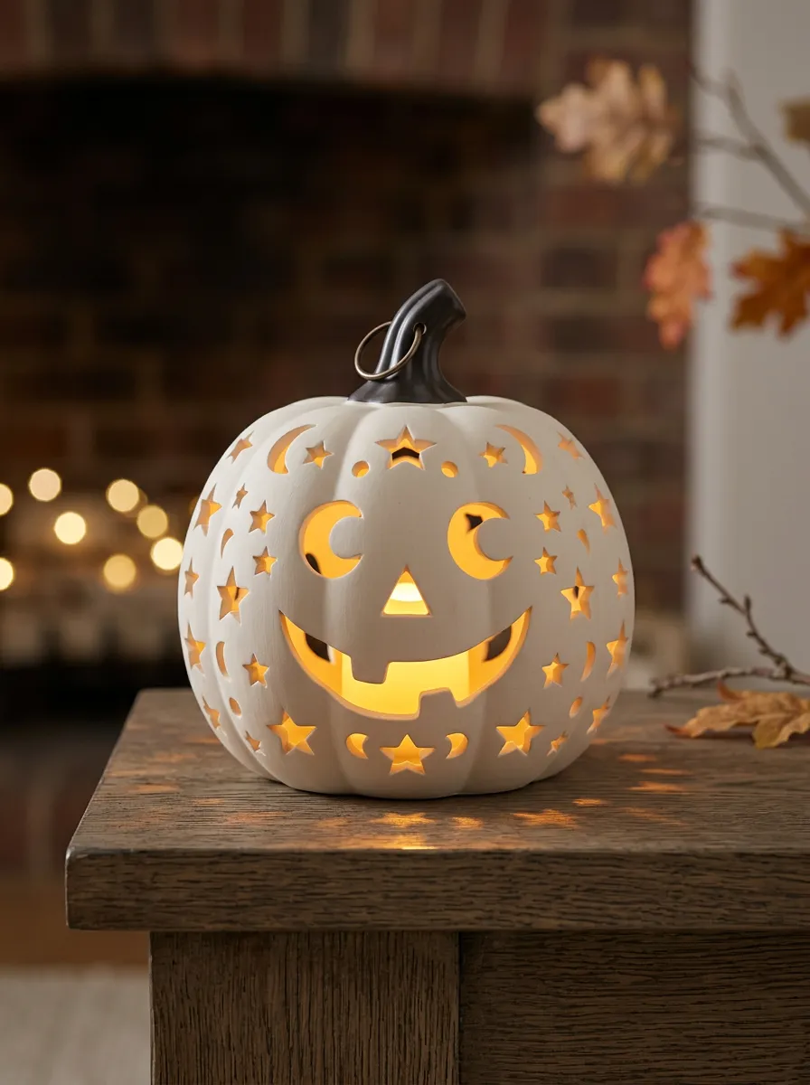 Festive Star-Moon Cutout Halloween Pumpkin Light