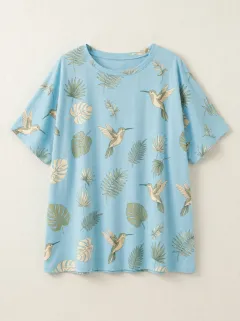 Hummingbird Tropical Nature Women's Loose Printed T-Shirt