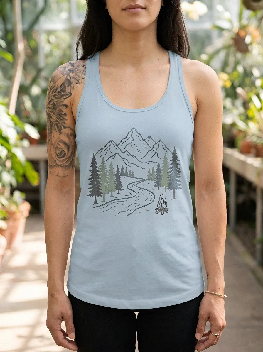 Women's Nature Camping Mountain Forest Printed Tank Top