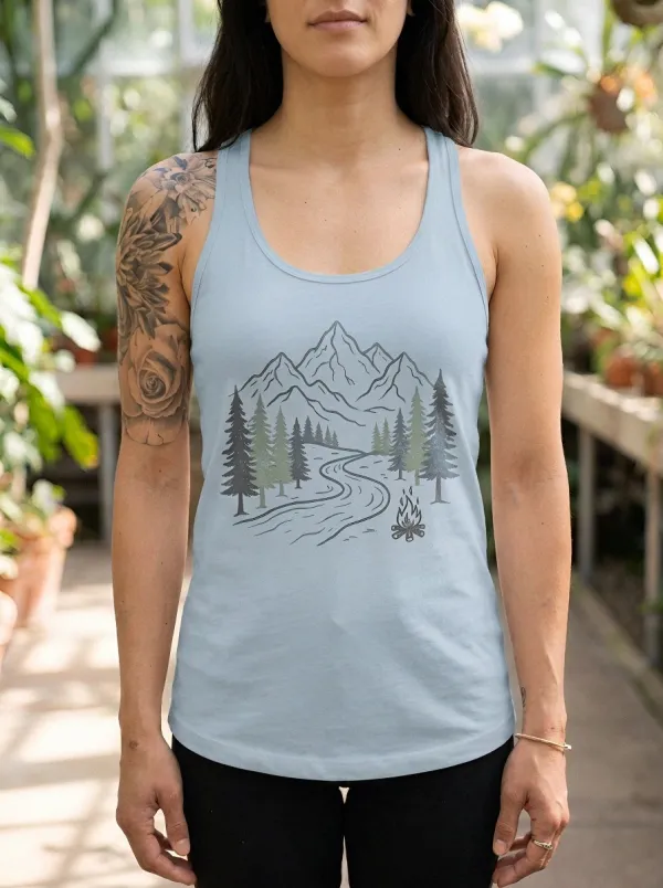 Women's Nature Camping Mountain Forest Printed Tank Top