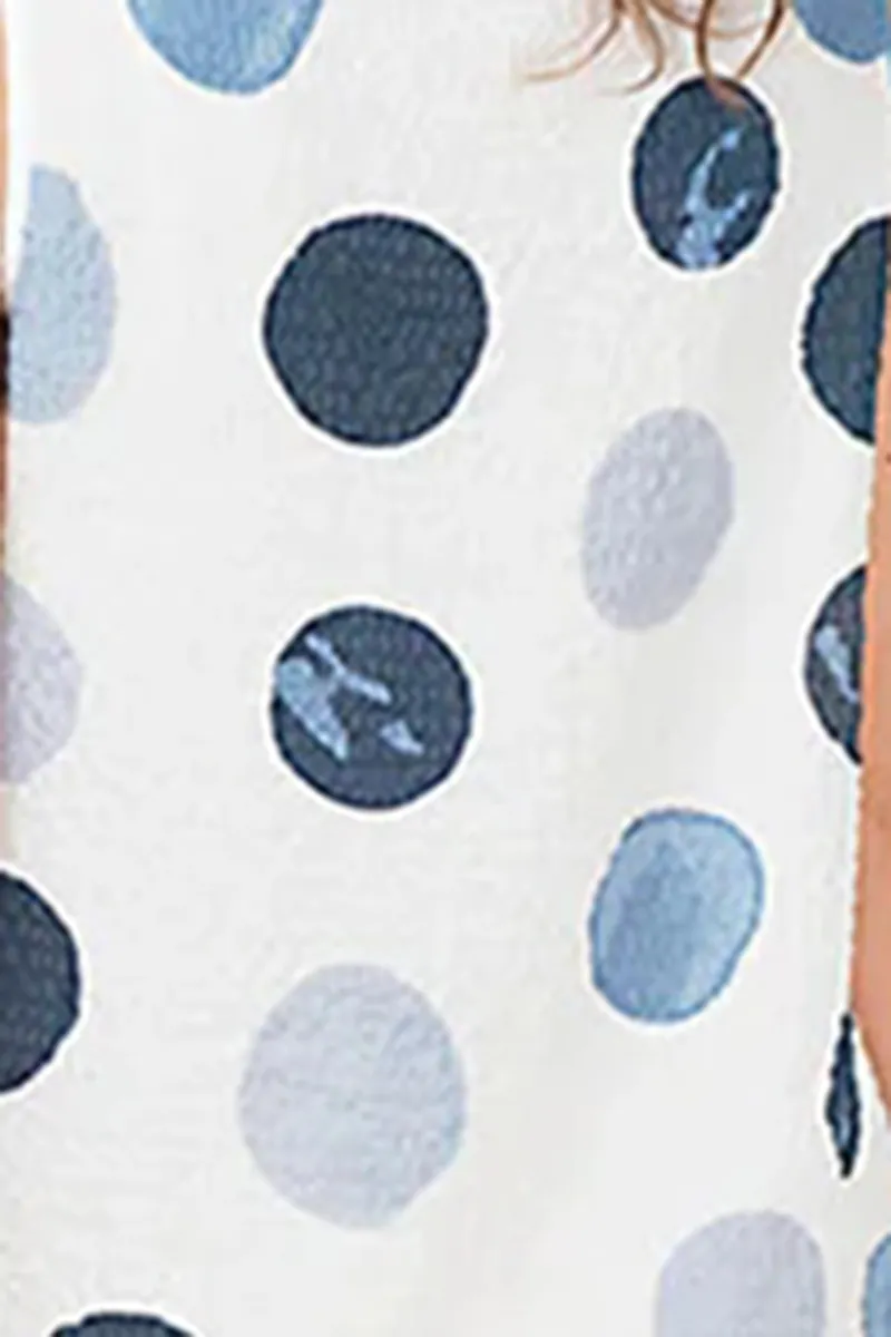 Chambray Dot Textured Ruffle Dress