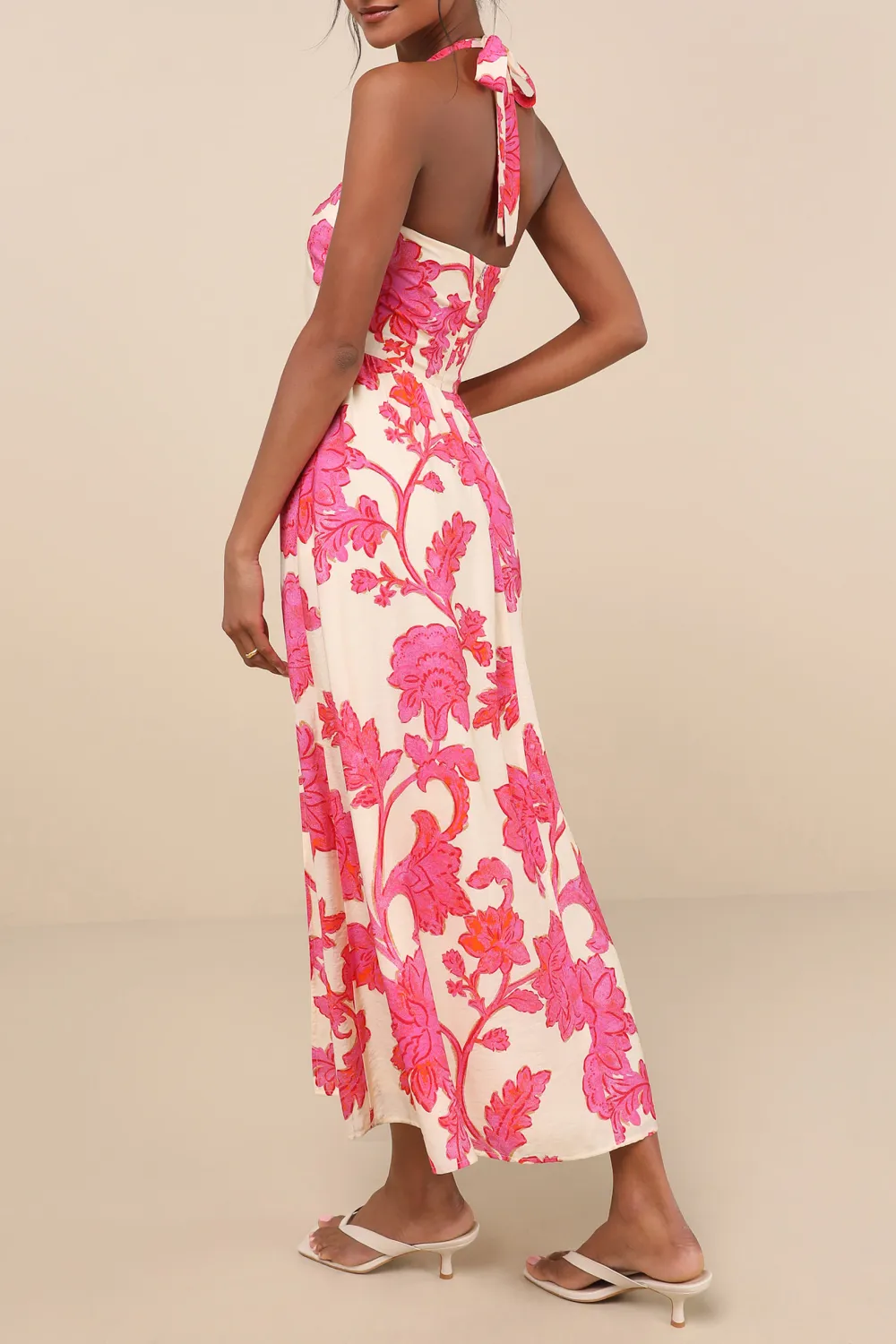 Casual Style Floral Halter Maxi Dress