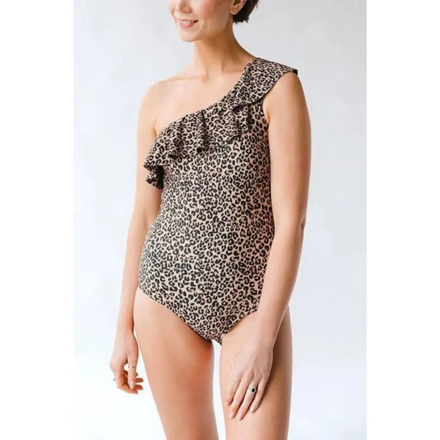 Women's Ruffled Leopard-Print One-Piece Swimsuit