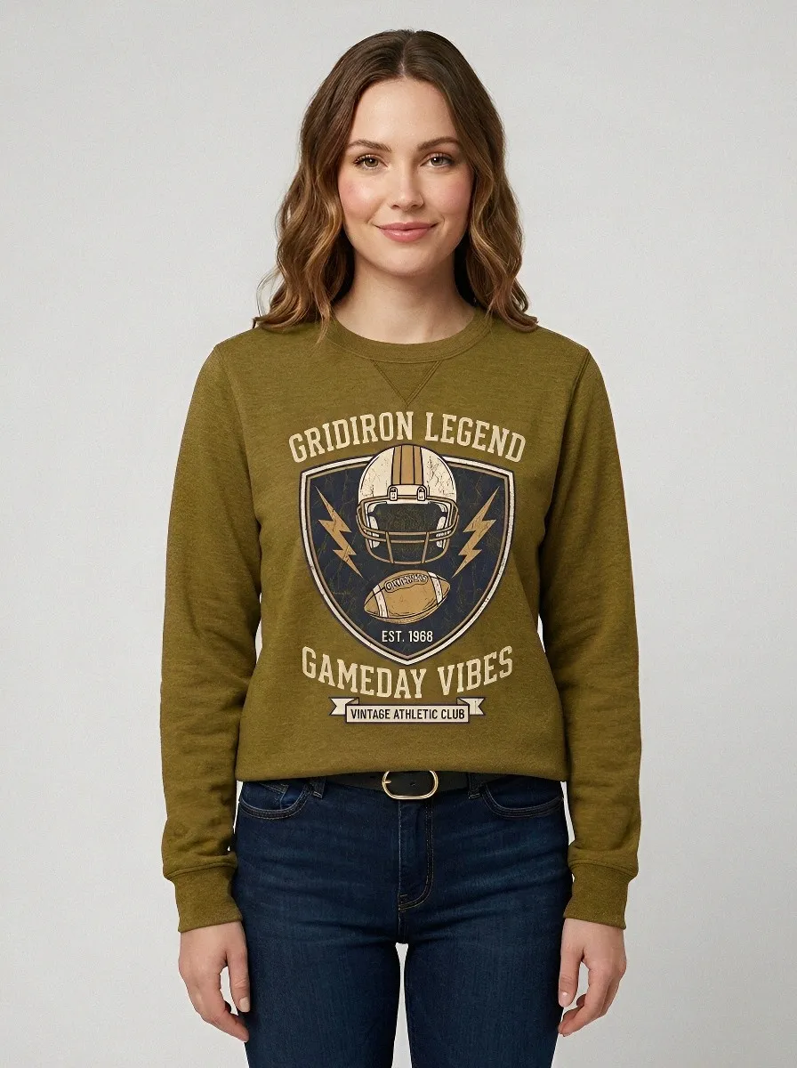 Women's Football Fan Gridiron Legend Helmet Graphic Sweatshirt