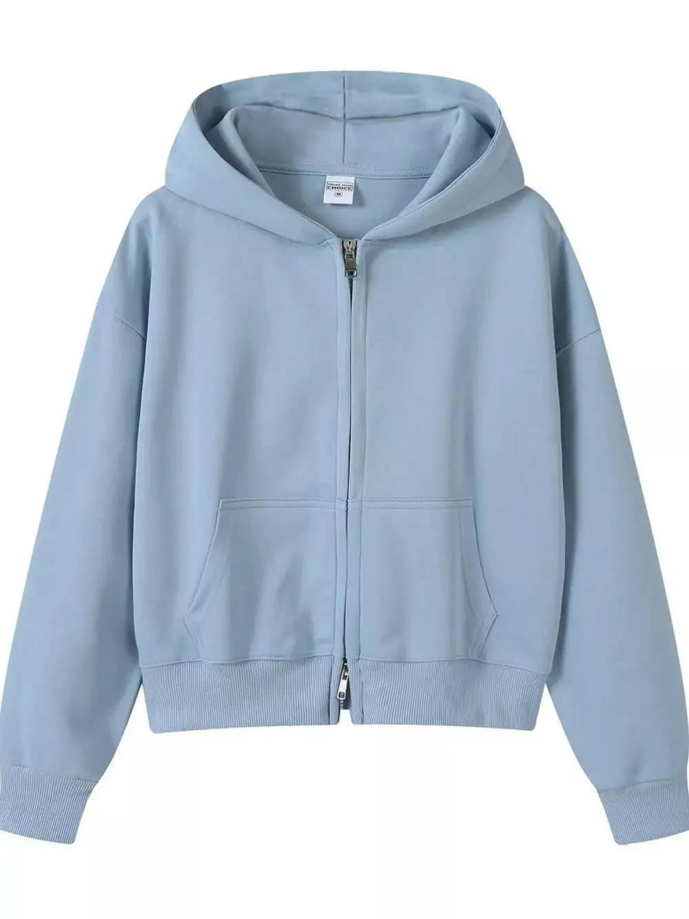 Zip-Detail Pocketed Long-Sleeve Hoodie