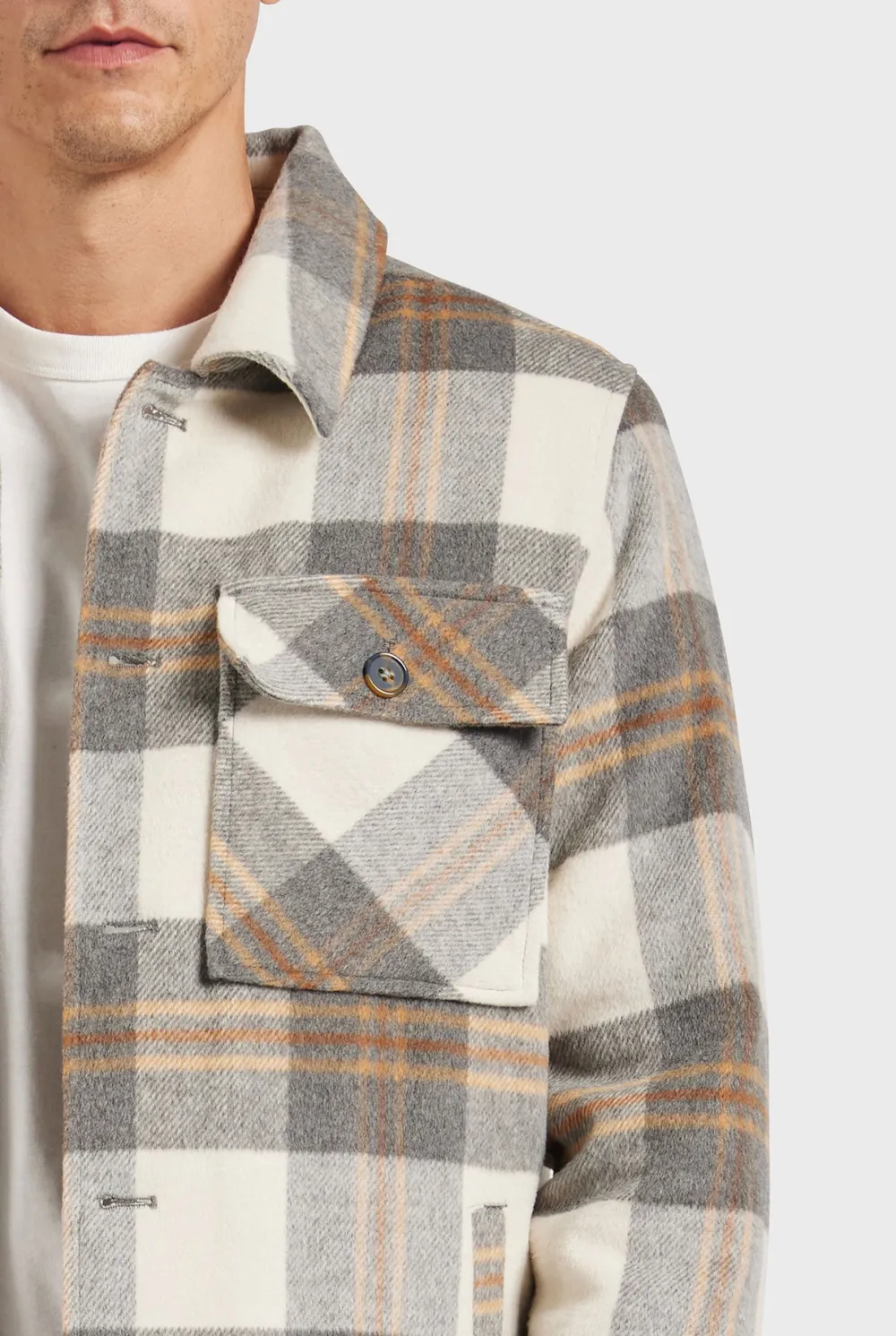 Relaxed Fit Plaid Flannel Button Up Jacket