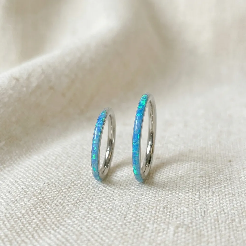 Surgical-Steel Opal Hinged Hoop Ring