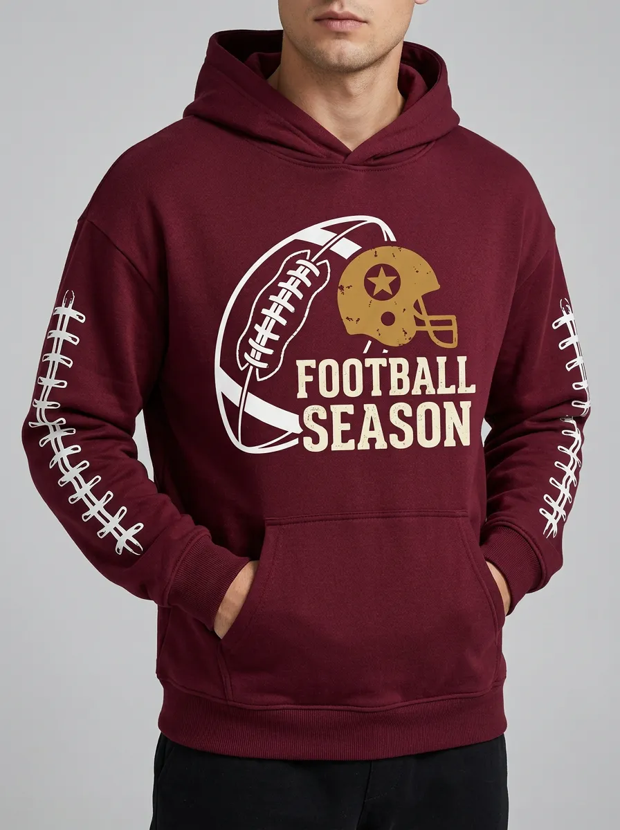 Men's Football Season Helmet Ball Graphic Hoodie