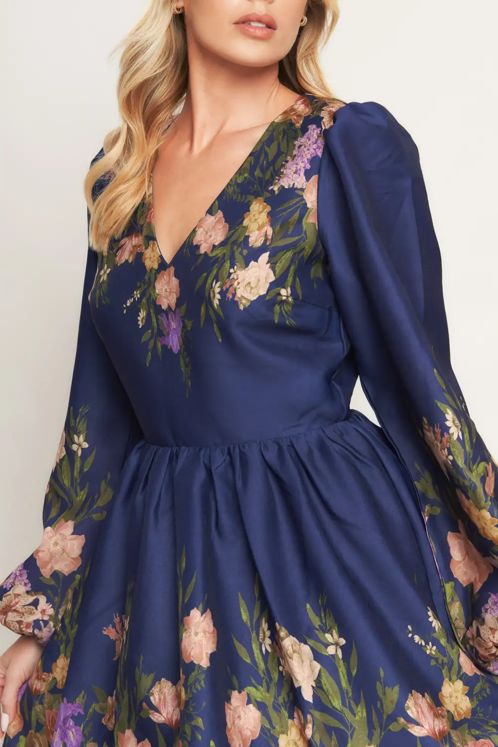 Long-Sleeve Printed Mini Dress
