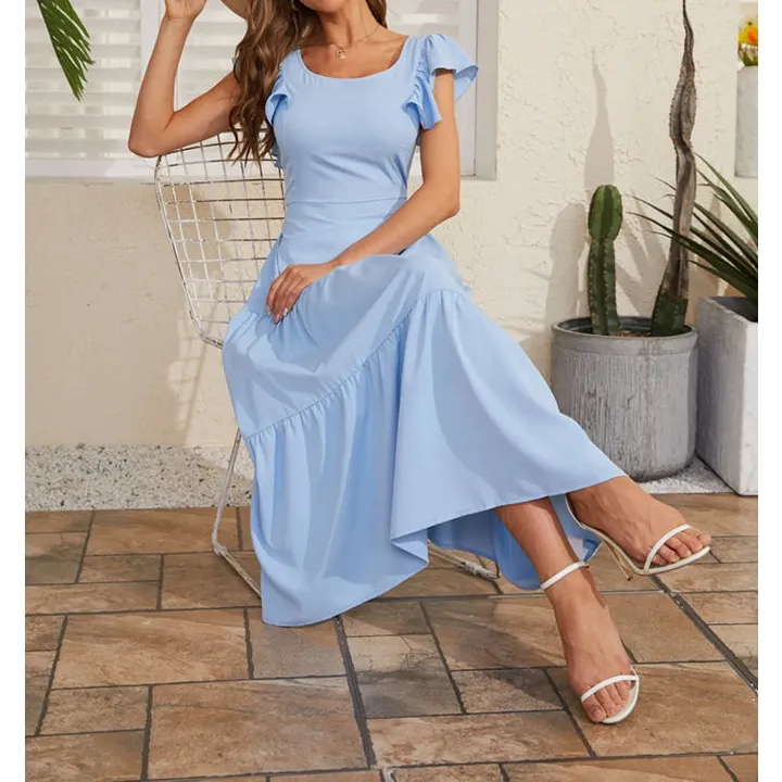 Flutter Sleeve Cutout Summer Midi Dress