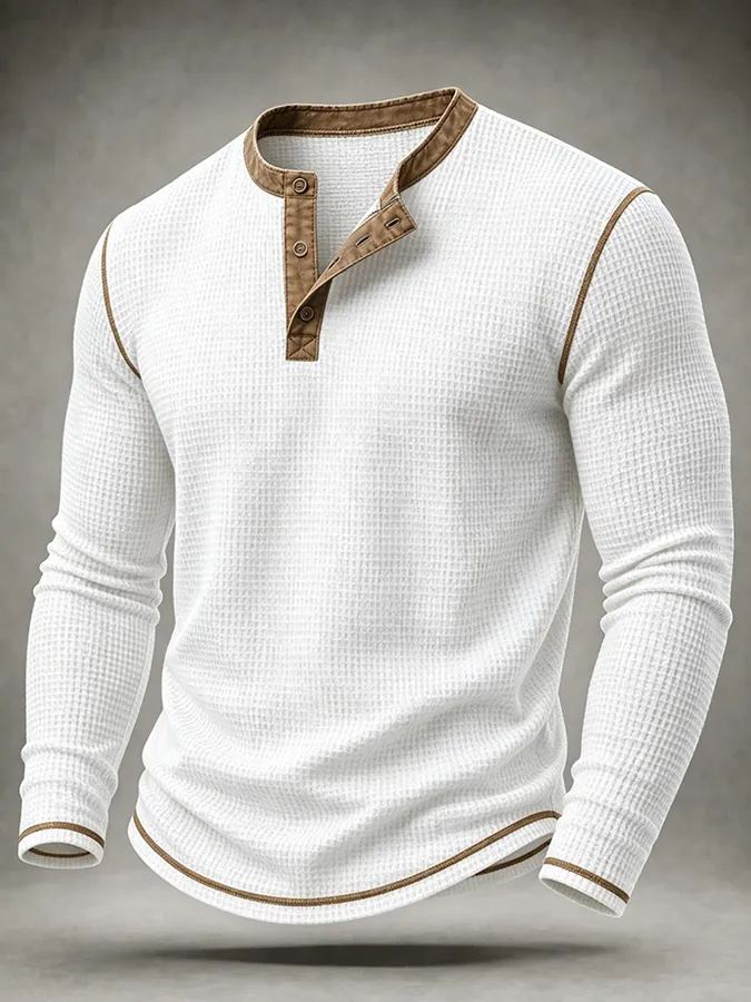 Men'S Western Printed Waffle Top