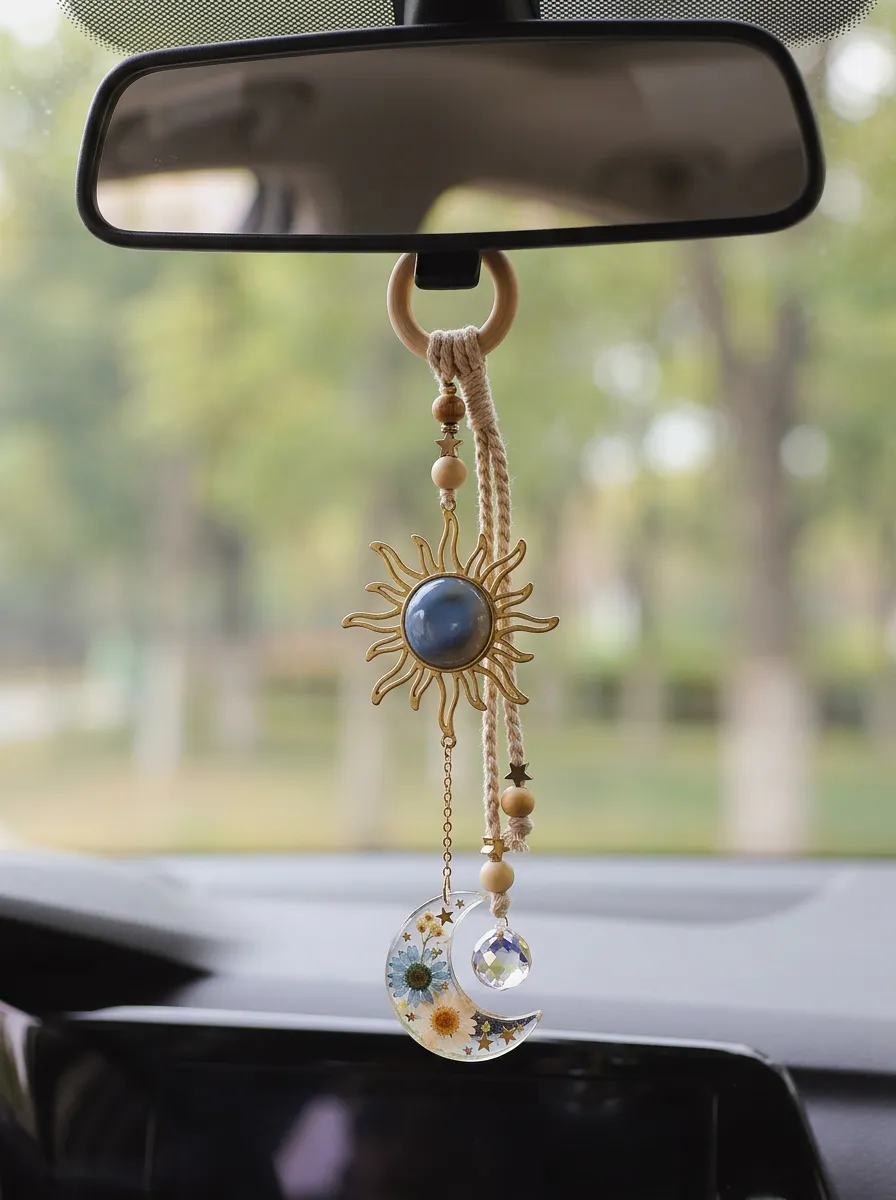 Refined Floral Rearview Mirror Hanging Ornament