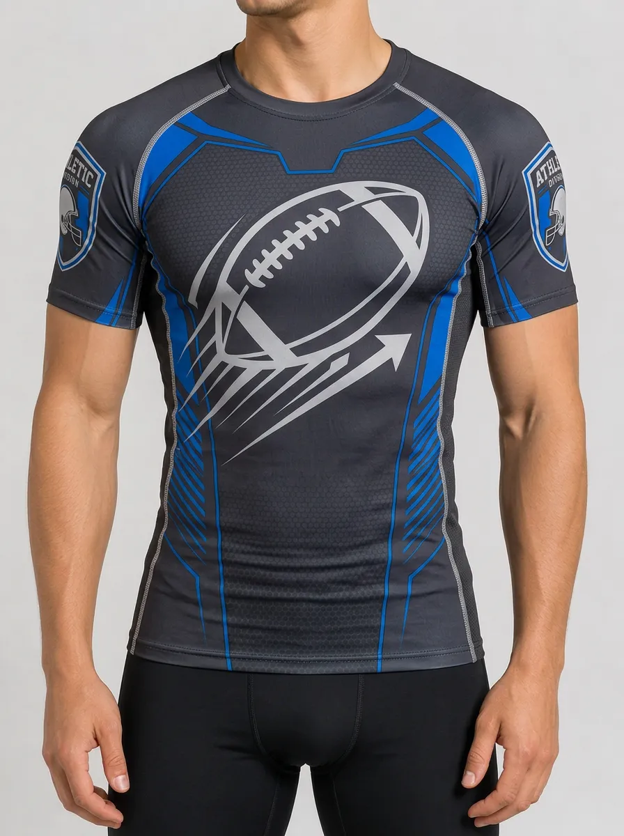 Men's American Football Sports Athletic Printed T-shirt