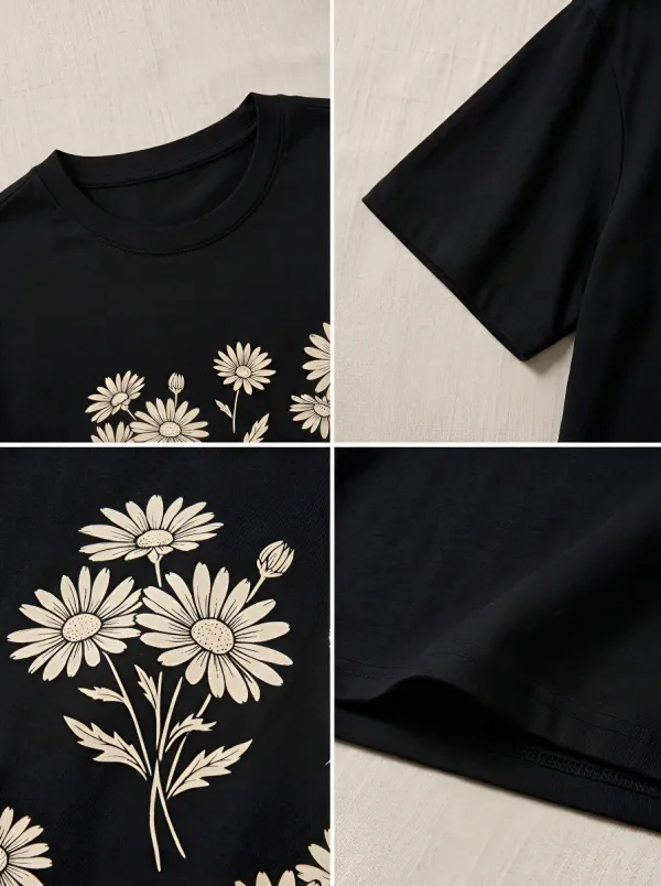 Women's Floral Aesthetic Daisy Printed T-shirt