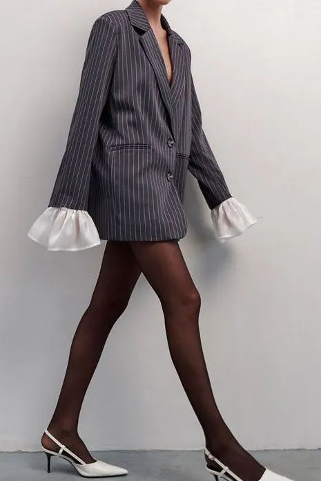 Oversized Striped Lace Blazer