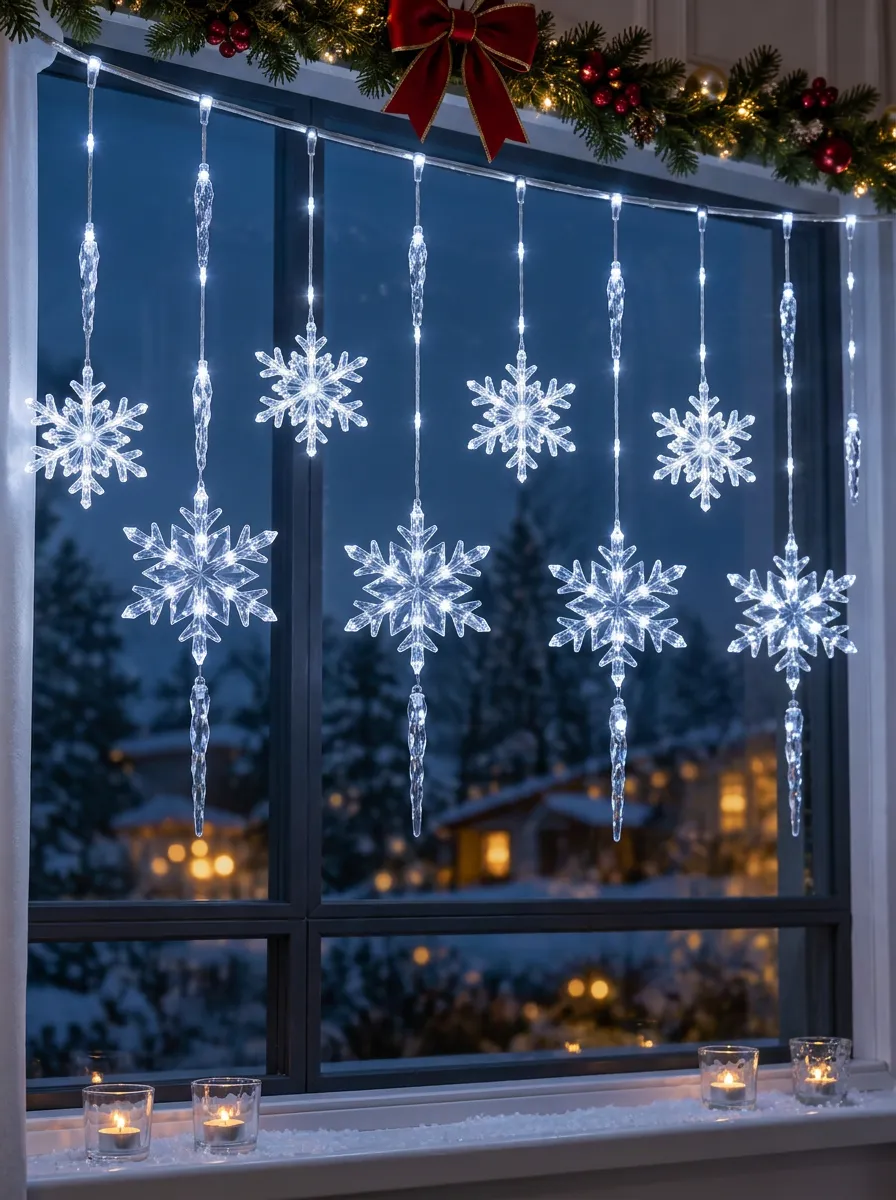 Winter Snowflake Icicle Christmas LED String Lights