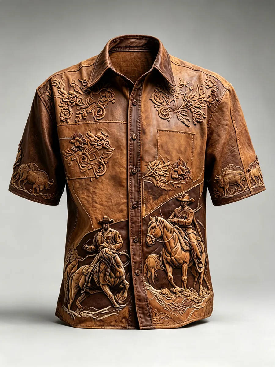 Men'S Western-Style Printed Shirt