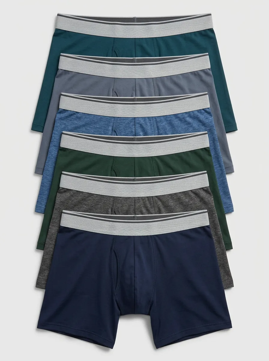 Men's Practical Everyday Heathered Texture 6-Pack Boxer Briefs