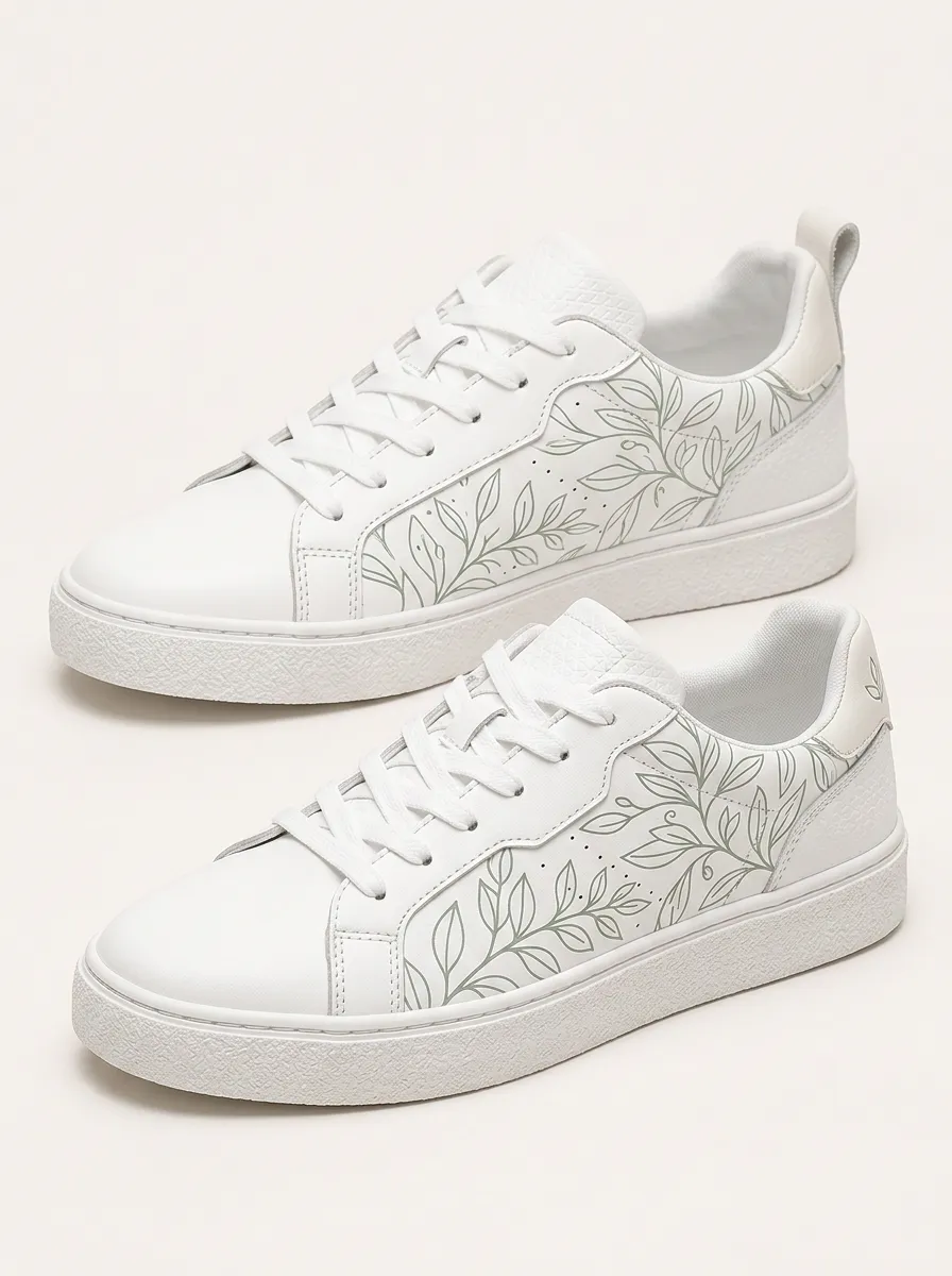 Men's Urban Botanical Leaf Pattern Printed Sneakers