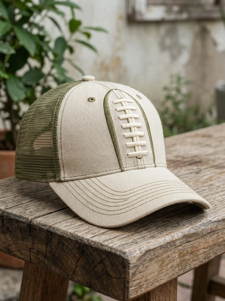 Unisex American Football Fan Laces Embroidered Mesh Trucker Cap