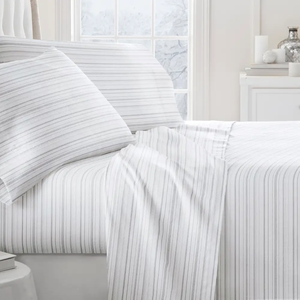 Weathered Stripe Flannel Sheet Set